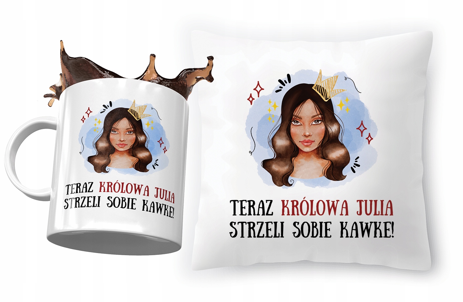 Zestaw Dla Juli Poduszka + Kubek Na Prezent Z Nadrukiem Ze Zdjęciem