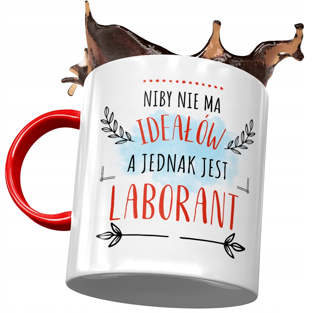 Kubek Czerwony Dla Laboranta Idealny Laborant Z Nadrukiem Ze Zdjęciem