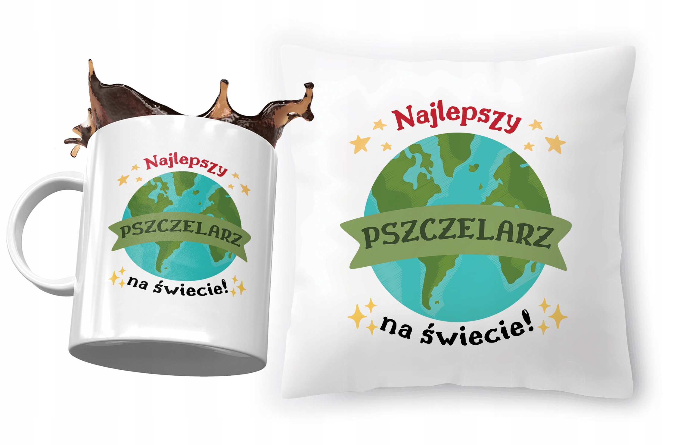 Dla Pszczelarza Zestaw Poduszka + Kubek Na Prezent Z Nadrukiem Ze Zdjęciem