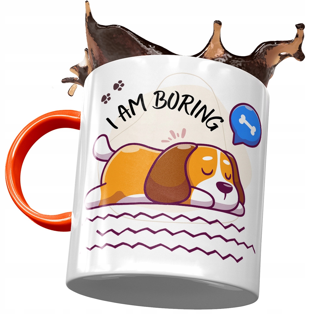 Kubek Pomarańczowy Z Pieskiem Psem Słodki Prezent Z Nadrukiem Ze Zdjęciem