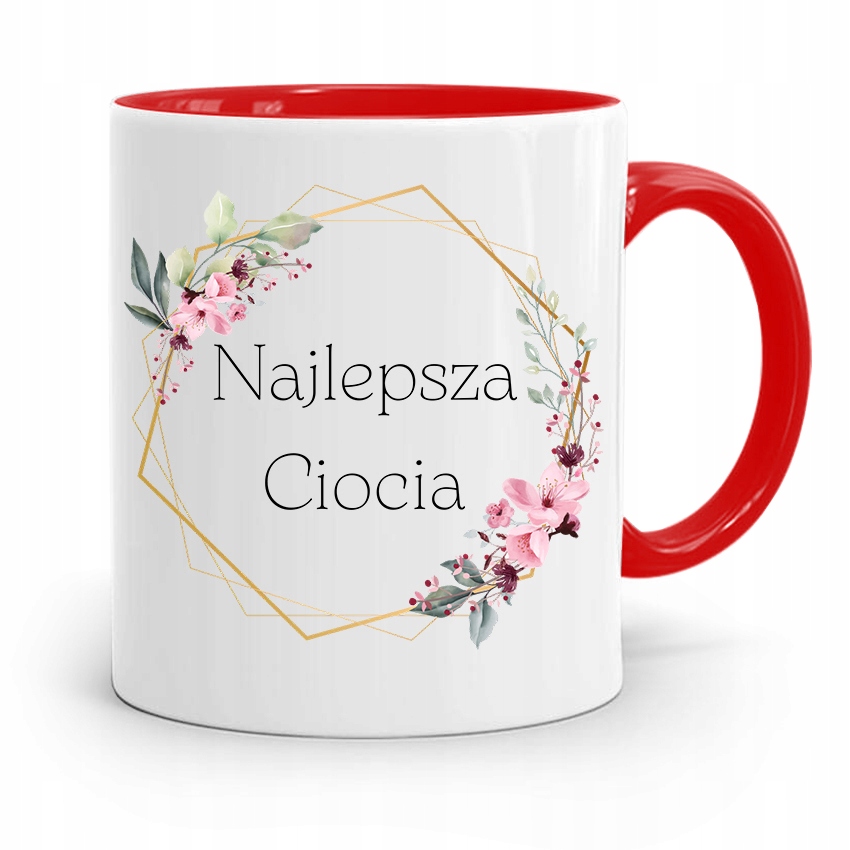 Kubek Czerwony Prezent Dla Cioci Najlepsza Ciocia Z Nadrukiem Ze Zdjęciem