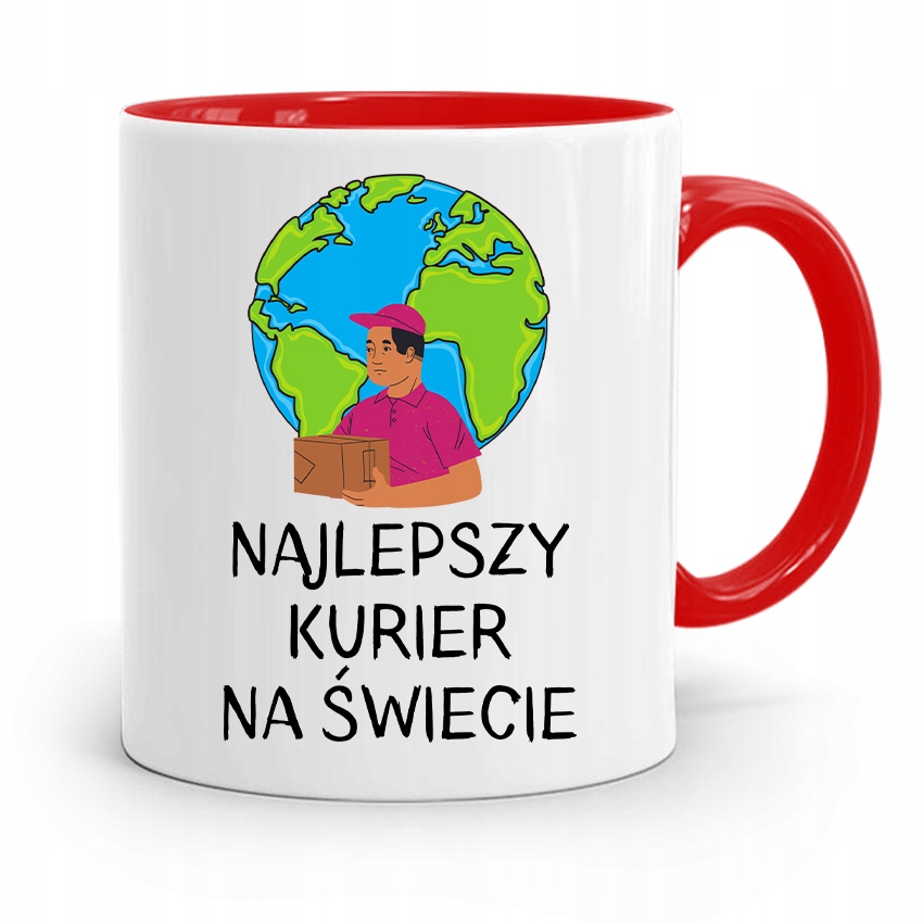 Kubek Czerwony Dla Kuriera Najlepszy Na Świecie Z Nadrukiem Ze Zdjęciem