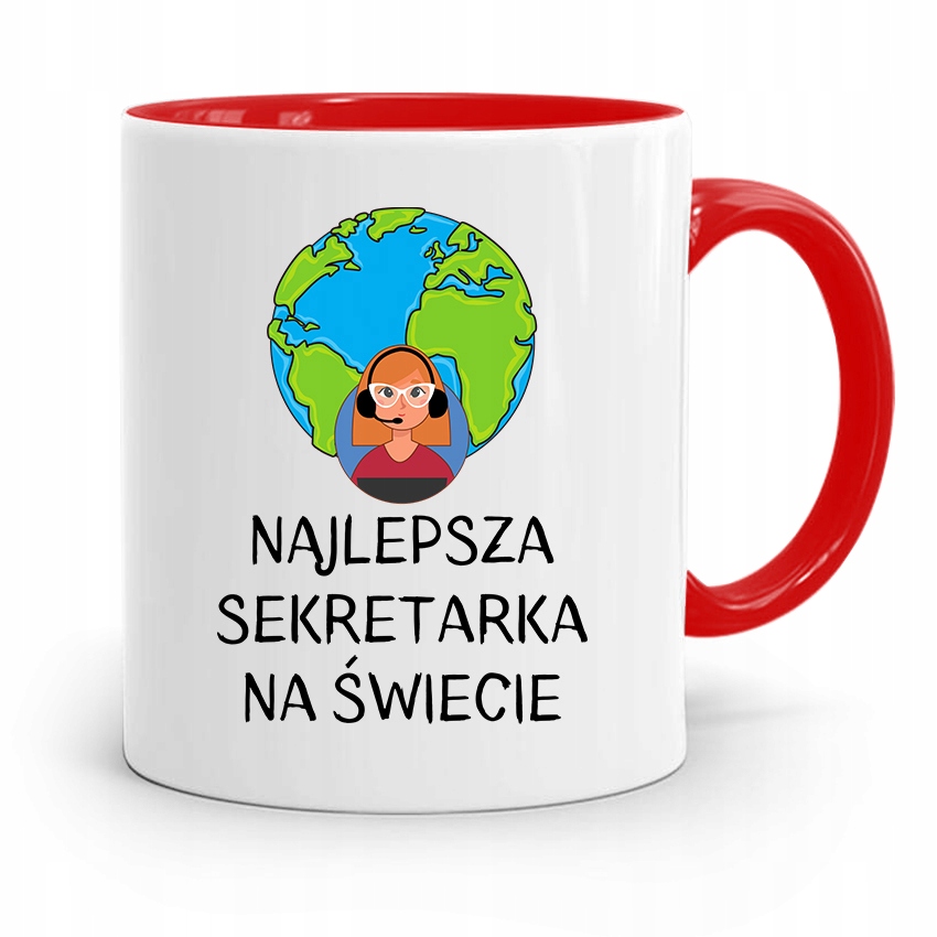 Kubek Czerwony Dla Sekretarki Najlepsza Sekretarka Z Nadrukiem Ze Zdjęciem