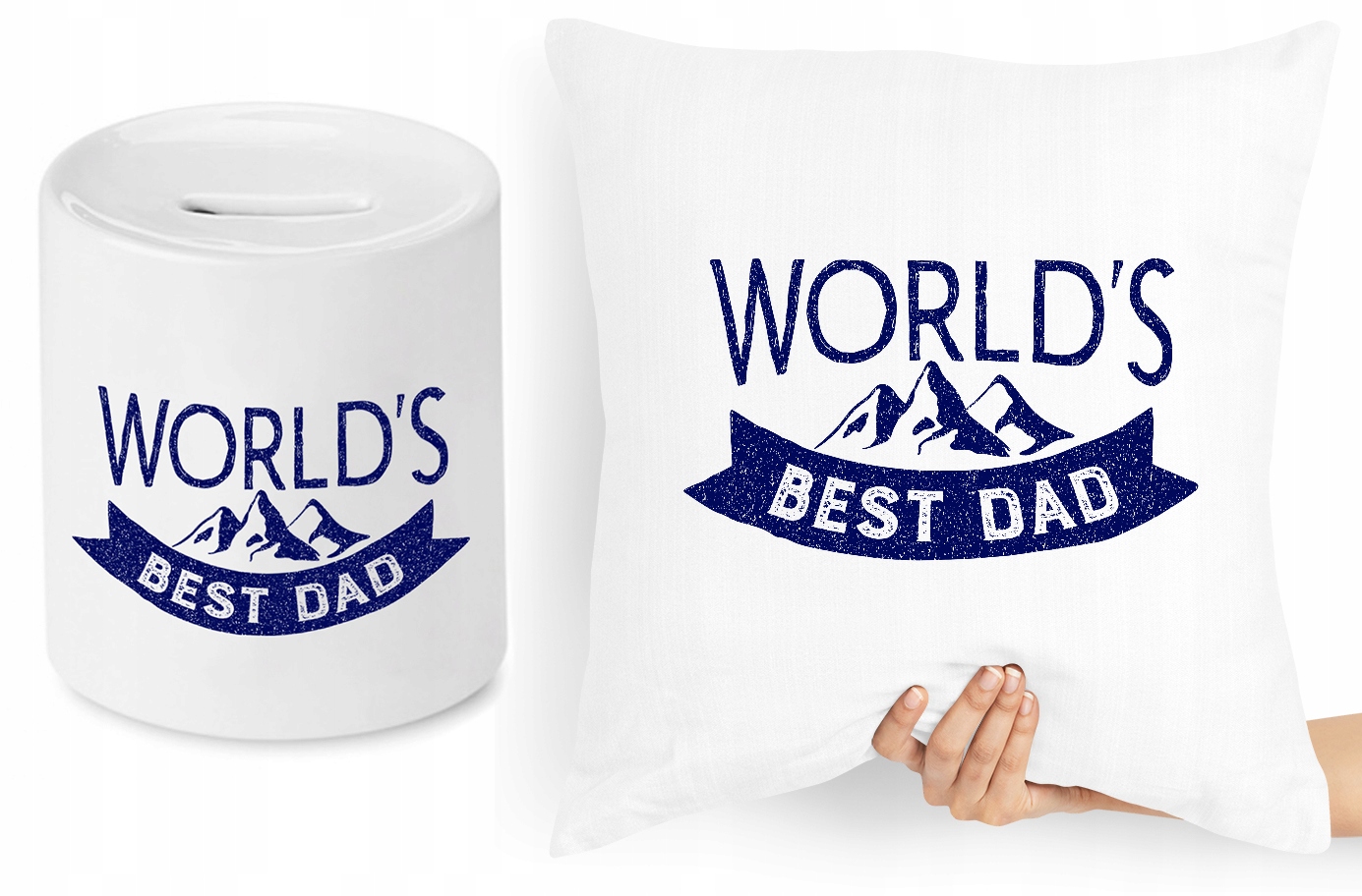 Dla Taty Zestaw Poduszka + Skarbonka Prezent Z Nadrukiem Ze Zdjęciem