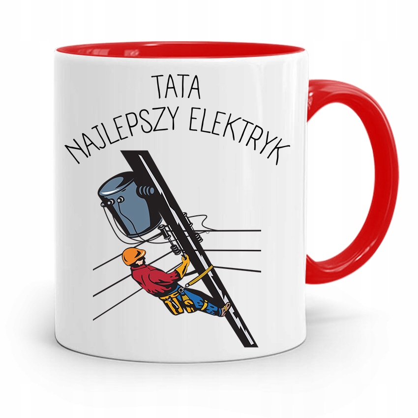 Kubek Czerwony Dla Taty Ojca Najlepszy Elektryk Z Nadrukiem Ze Zdjęciem