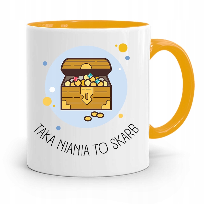 Dla Niani Opiekunki Kubek Żółty Na Prezent Z Nadrukiem Ze Zdjęciem