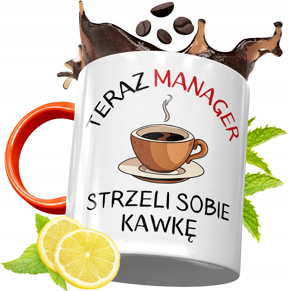 Kubek Pomarańczowy Dla Managera Prezent Z Nadrukiem Ze Zdjęciem