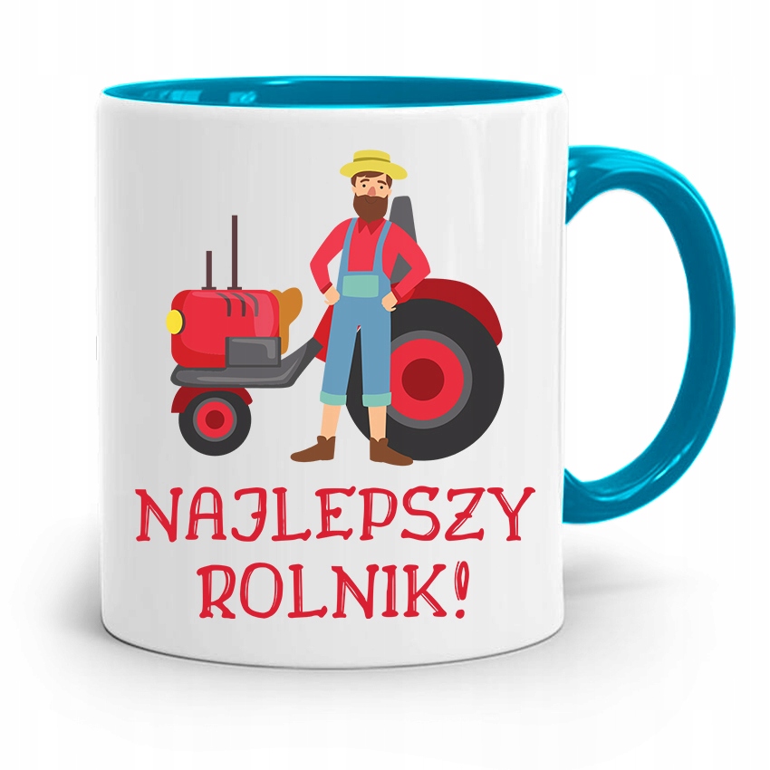 Dla Rolnika Kubek Błękitny Najlepszy Rolnik Z Nadrukiem Ze Zdjęciem