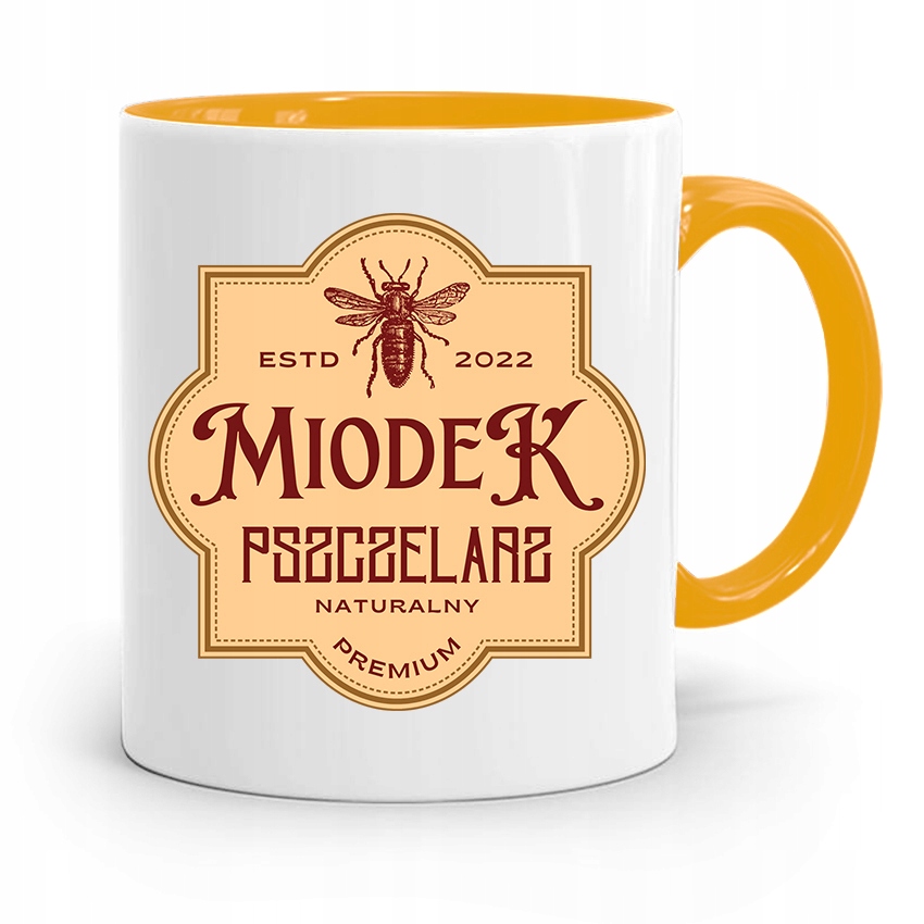 Kubek Zółty Dla Pszczelarza Miodek Prezent Z Nadrukiem Ze Zdjęciem