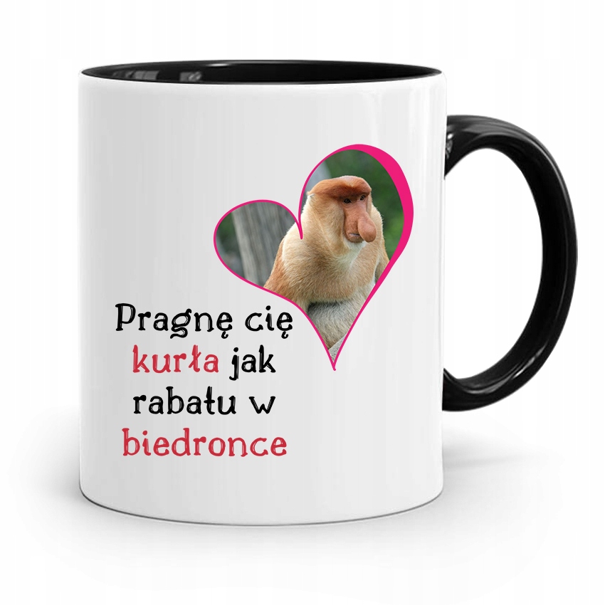 Kubek Czarny Nosacz Janusz Pragnę Cię Kurła Jak Z Nadrukiem Ze Zdjęciem