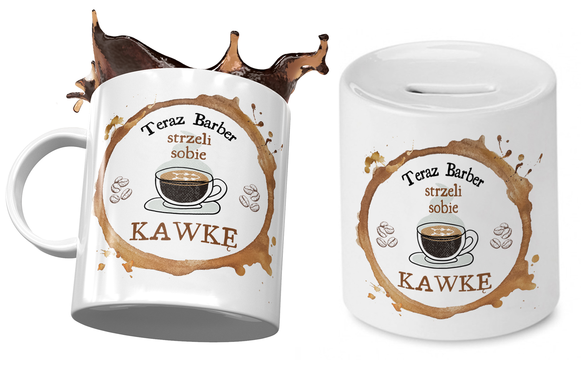 Dla Barbera Zestaw Kubek + Skarbonka Na Prezent Z Nadrukiem Ze Zdjęciem