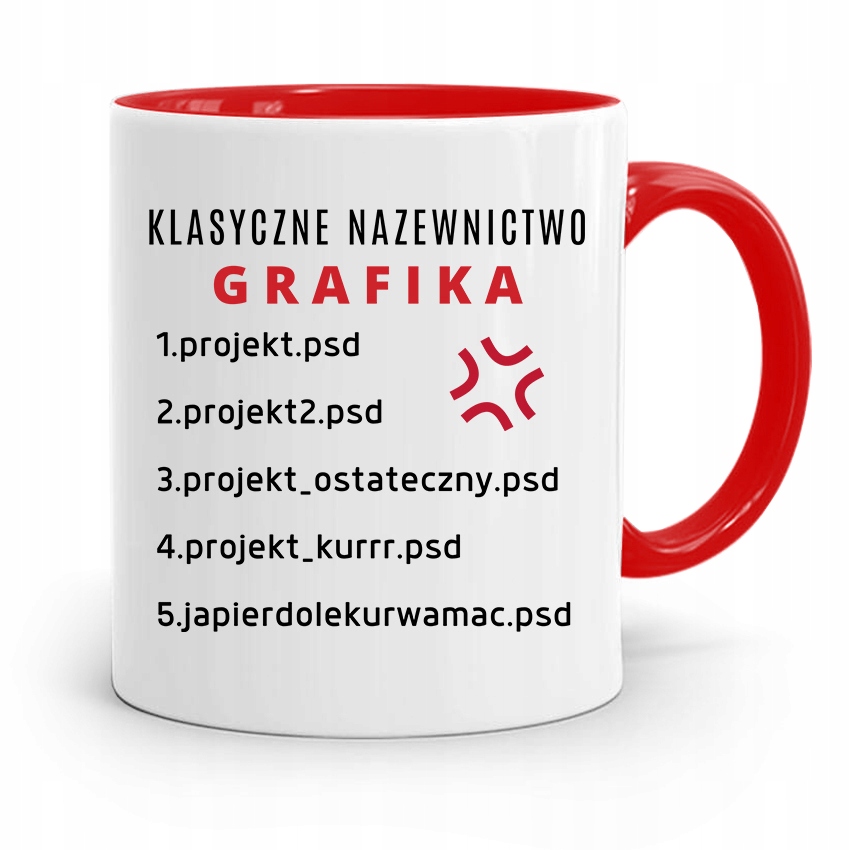 Kubek Czerwony Dla Grafika Nazewnictwo Grafika Z Nadrukiem Ze Zdjęciem