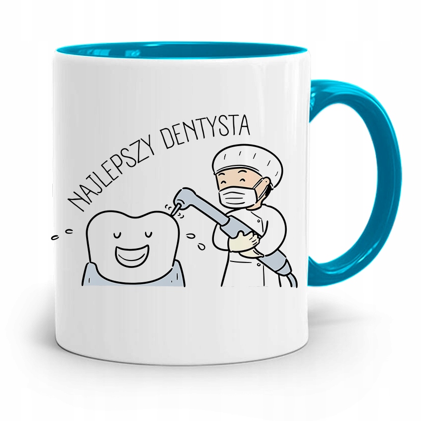 Kubek Błękitny Prezent Dentysty Najlepszy Dentysta Z Nadrukiem Ze Zdjęciem