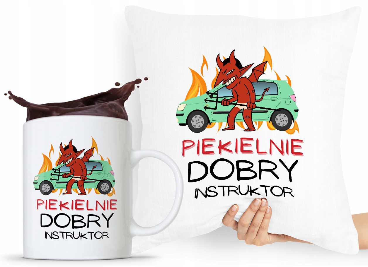 Dla Instruktora Zestaw Poduszka + Kubek Prezent Z Nadrukiem Ze Zdjęciem