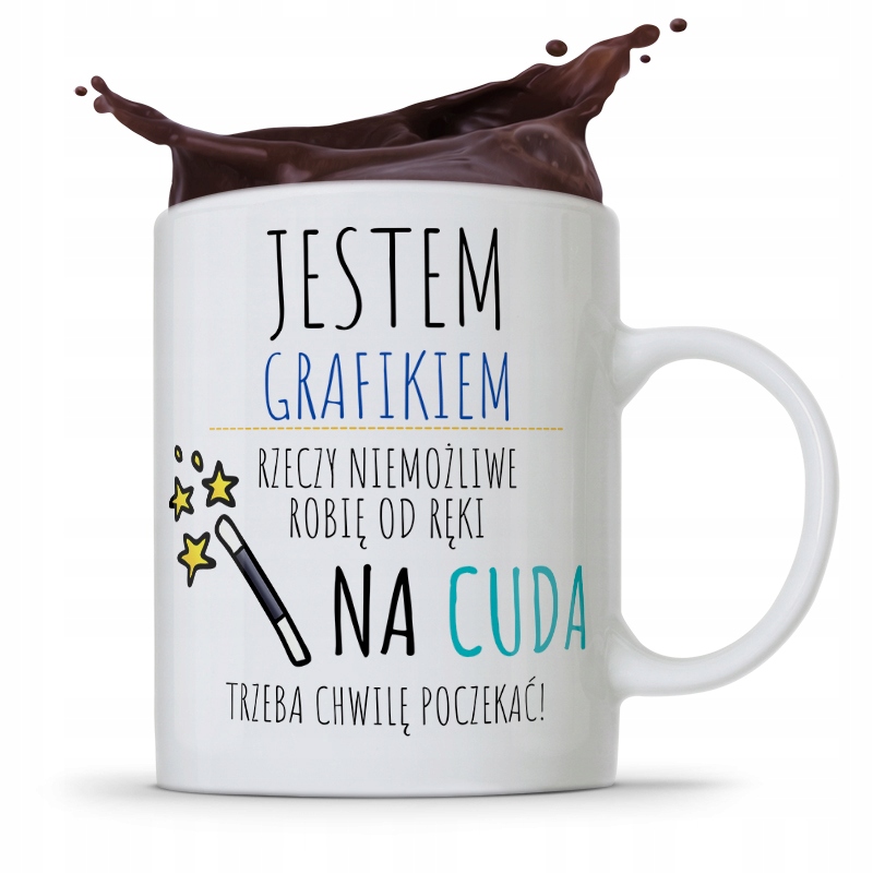 Kubek Prezent Dla Grafika Na Cuda Trzeba Poczekać Z Nadrukiem Ze Zdjęciem
