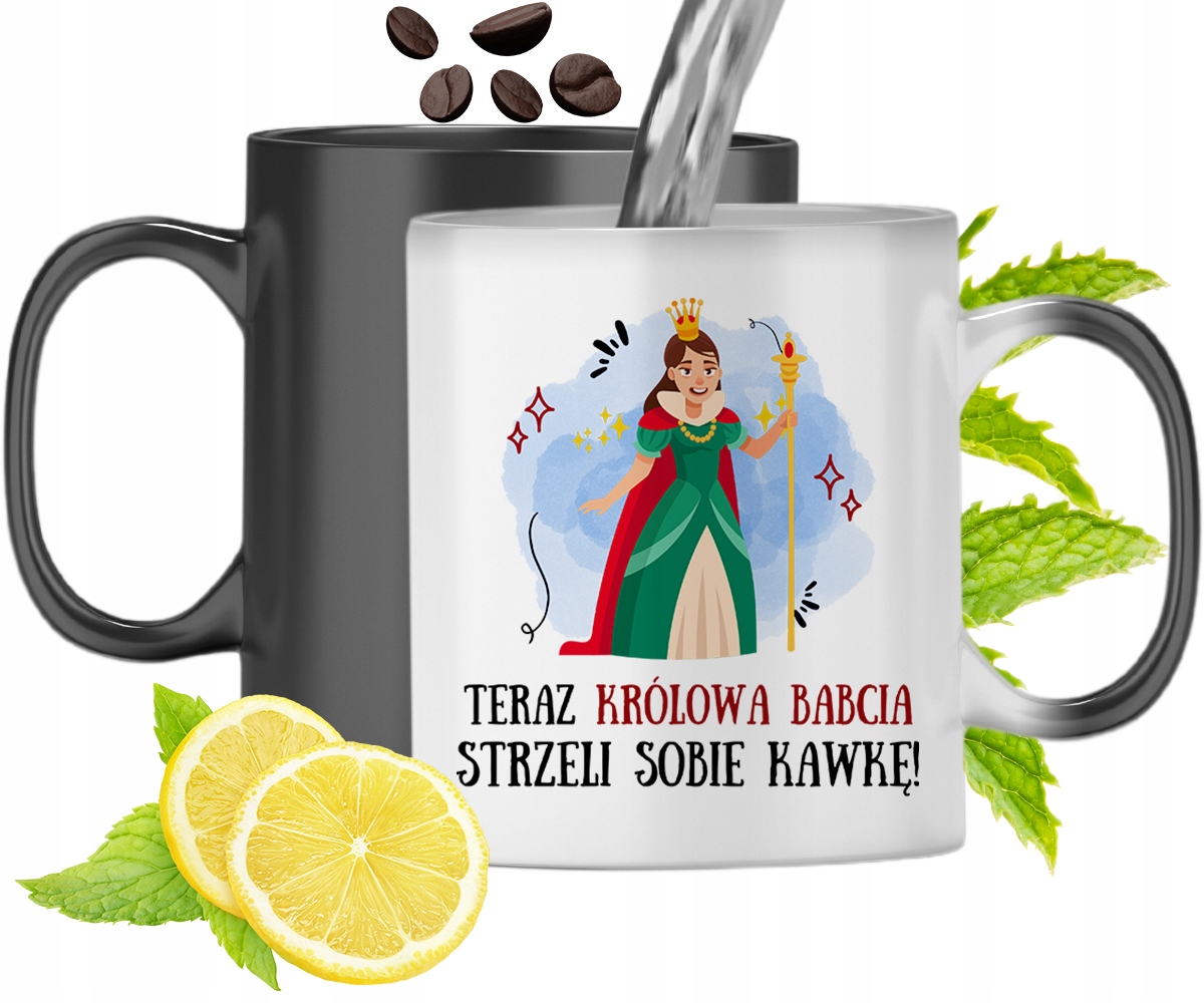 Kubek Magiczny Dla Babci Czarny Zmieniający Kolor Z Nadrukiem Ze Zdjęciem