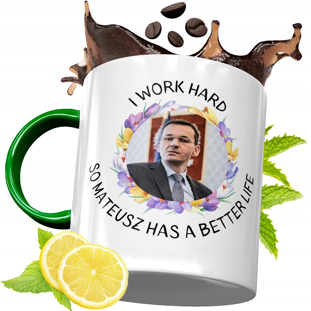 Kubek Zielony Mateusz Morawiecki Na Prezent Z Nadrukiem Ze Zdjęciem