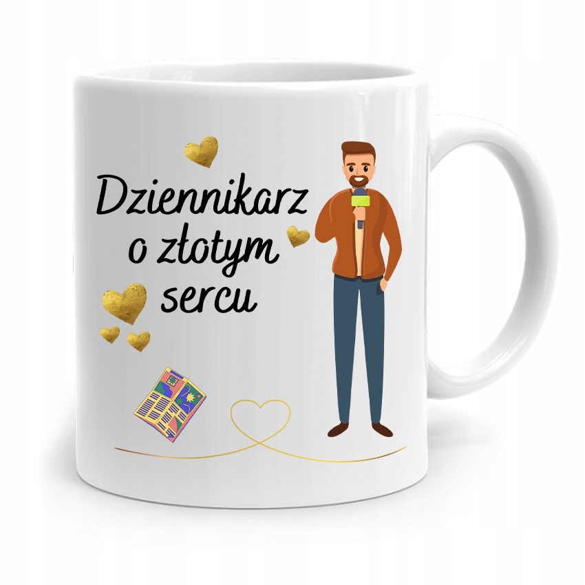 Kubek Dziennikarza Reportera O Złotym Sercu Z Nadrukiem Ze Zdjęciem