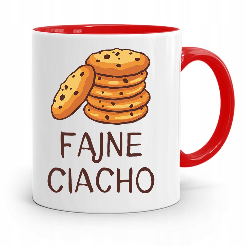 Kubek Czerwony Śmieszny Zabawny Fajne Ciacho Z Nadrukiem Ze Zdjęciem