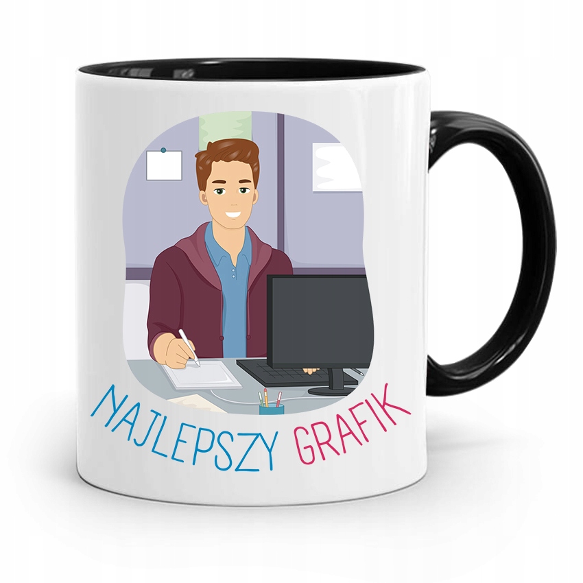 Kubek Czarny Prezent Dla Najlepszego Grafika Z Nadrukiem Ze Zdjęciem