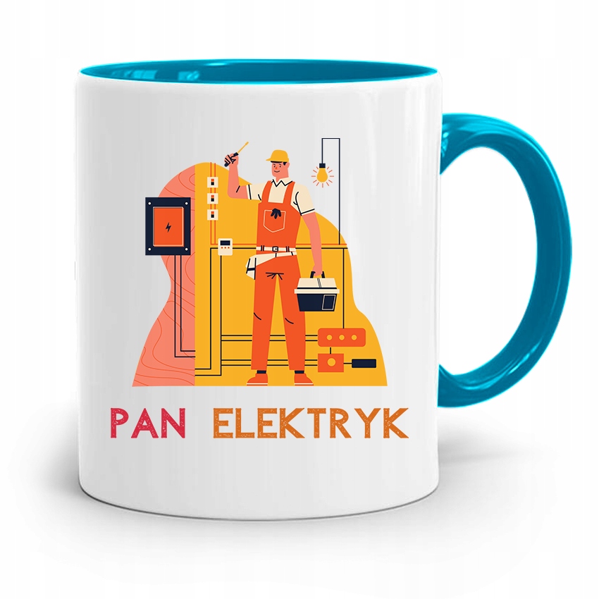 Kubek Błękitny Dla Najlepszego Pana Elektryka Z Nadrukiem Ze Zdjęciem