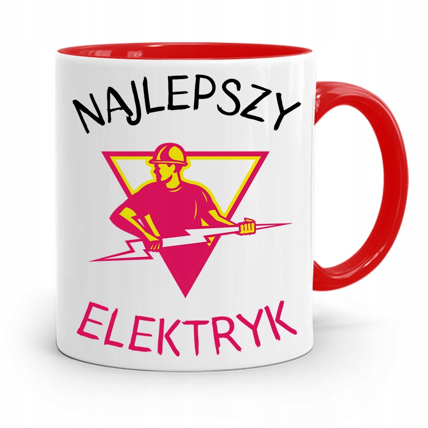Kubek Czerwony Dla Elektryka Najlepszy Elektryk Z Nadrukiem Ze Zdjęciem