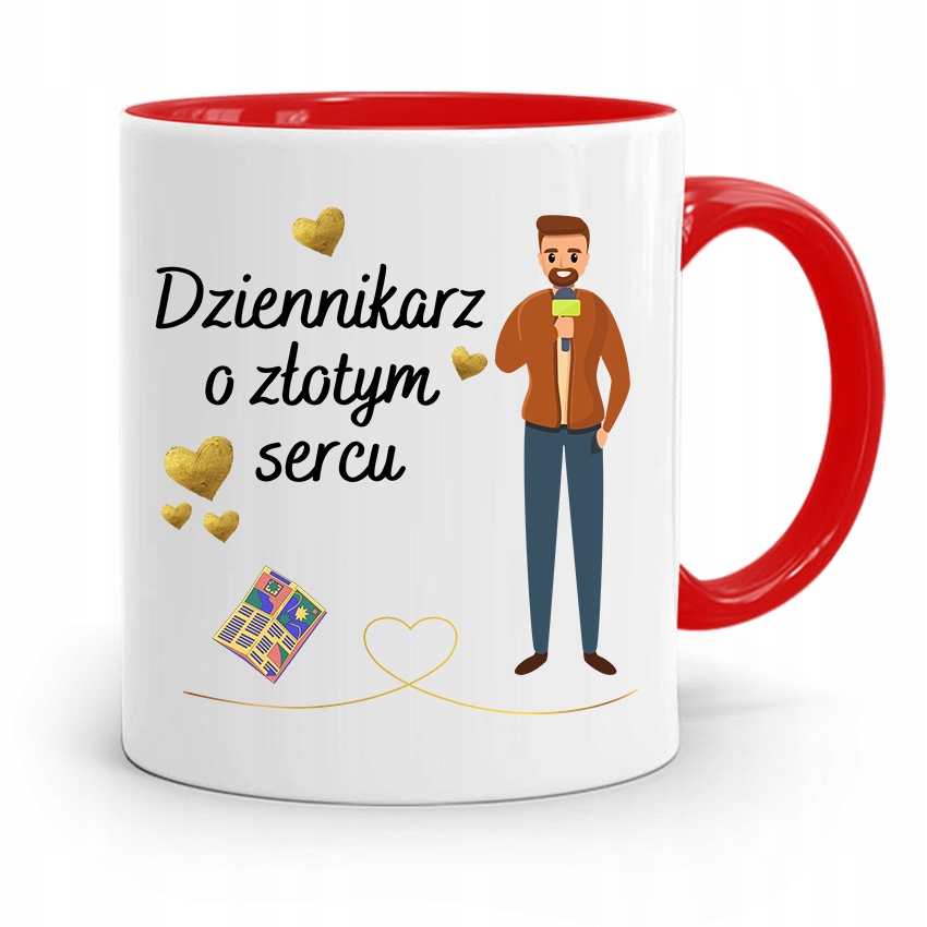Kubek Czerwony Prezent Dla Dziennikarza Reportera Z Nadrukiem Ze Zdjęciem