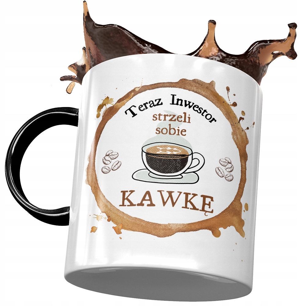Kubek Czarny Dla Inwestora Strzeli Sobie Kawkę Z Nadrukiem Ze Zdjęciem