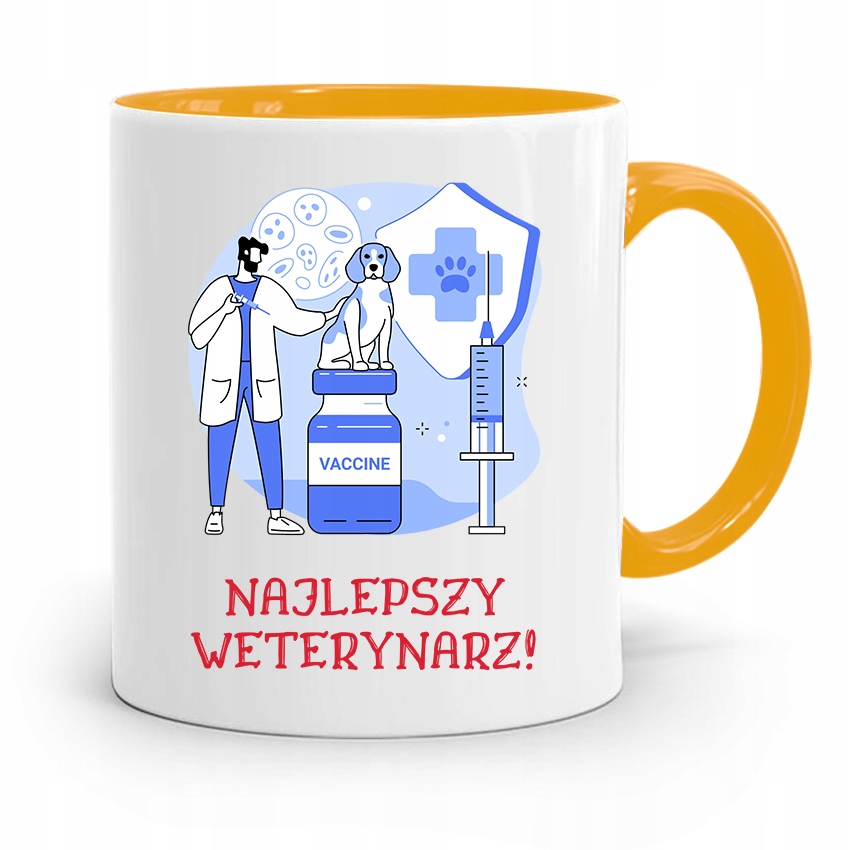 Kubek Żółty Weterynarza Najlepszy Weterynarz! Z Nadrukiem Ze Zdjęciem