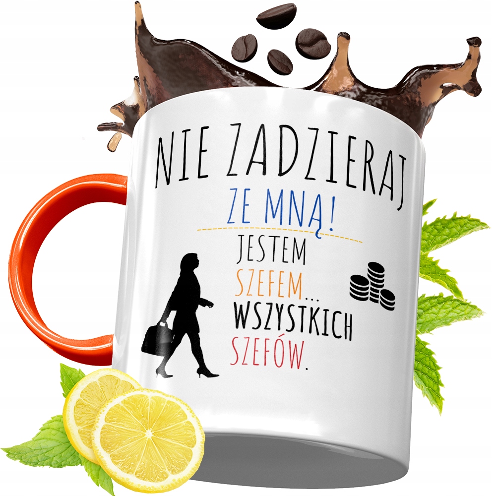 Kubek Pomarańczowy Dla Szefa Prezent Z Nadrukiem Ze Zdjęciem