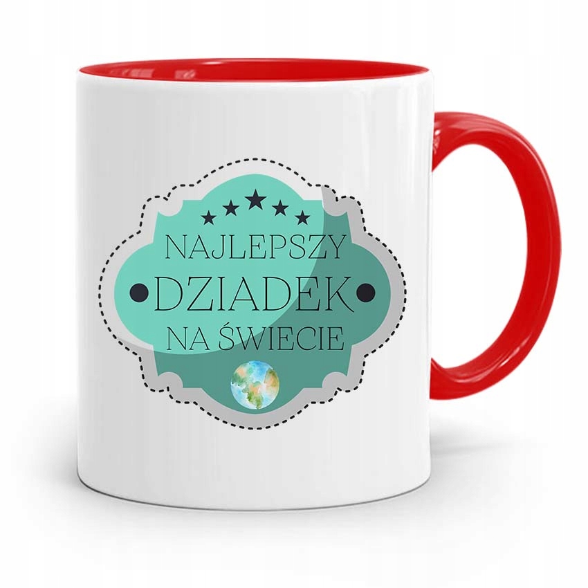 Kubek Czerwony Prezent Dziadka Najlepszy Dziadek Z Nadrukiem Ze Zdjęciem