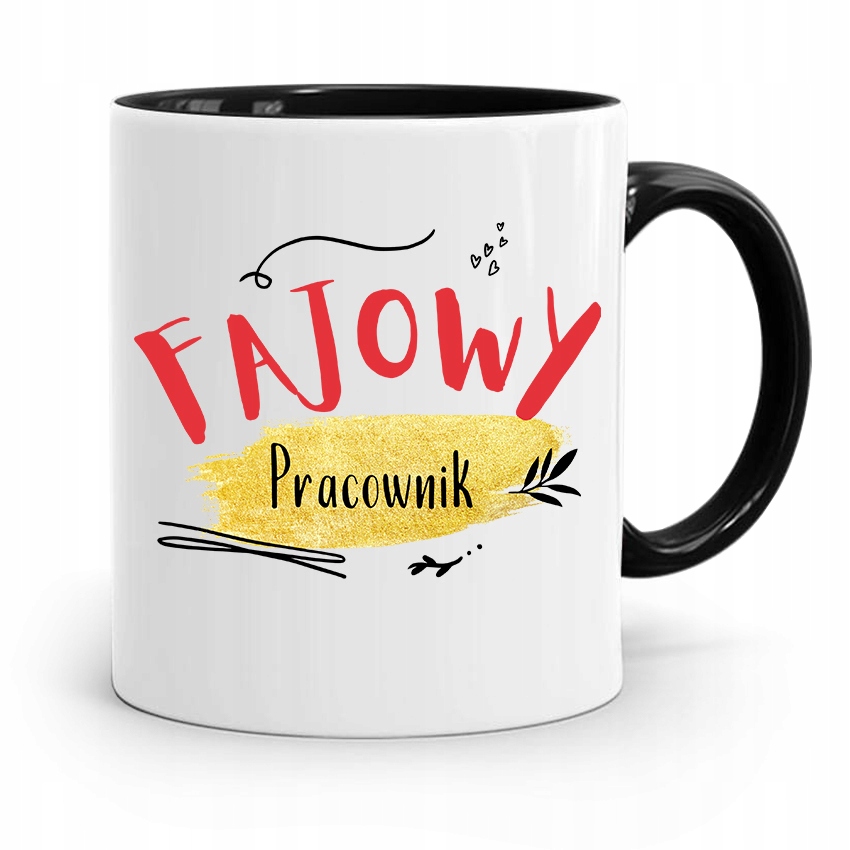 Dla Pracownika Kubek Czarny Fajowy Pracownik Z Nadrukiem Ze Zdjęciem