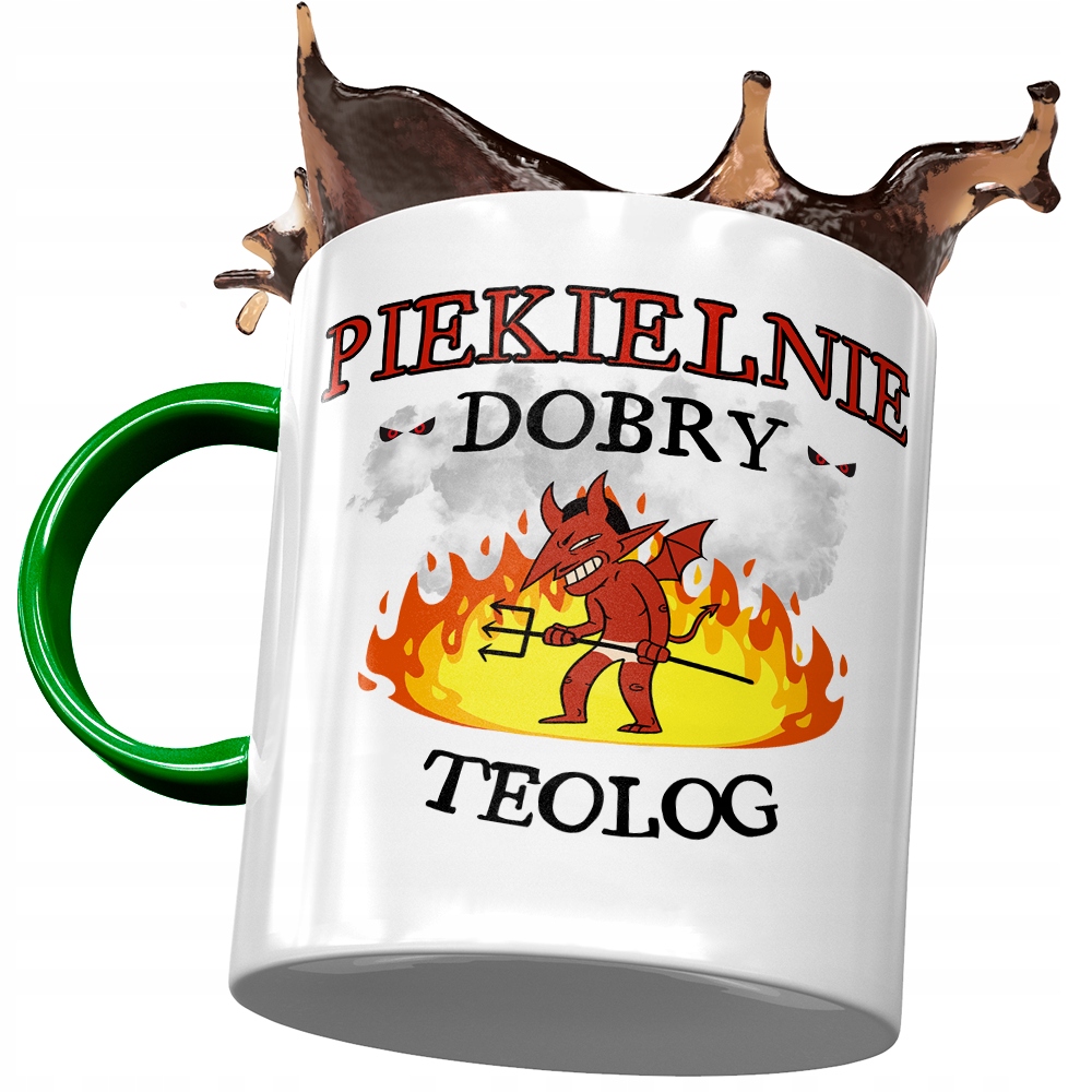 Kubek Zielony Dla Teologa Piekielnie Dobry Z Nadrukiem Ze Zdjęciem
