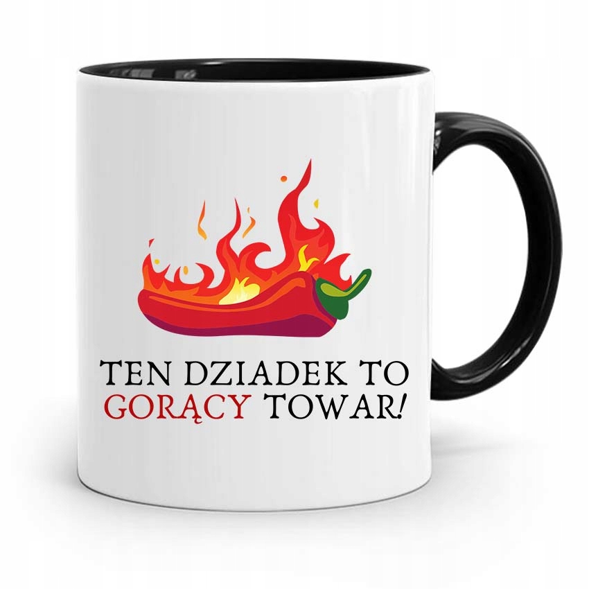 Kubek Czarny Dla Dziadka Dzadek To Gorący Towar Z Nadrukiem Ze Zdjęciem