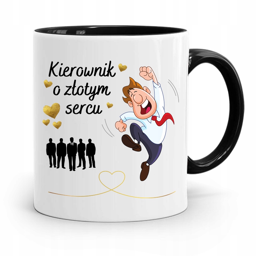 Kubek Czarny Dla Kierownika O Złotym Sercu Prezent Z Nadrukiem Ze Zdjęciem
