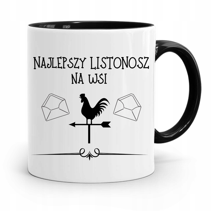 Kubek Czarny Dla Listonosza Najlepszy Na Wsi Z Nadrukiem Ze Zdjęciem