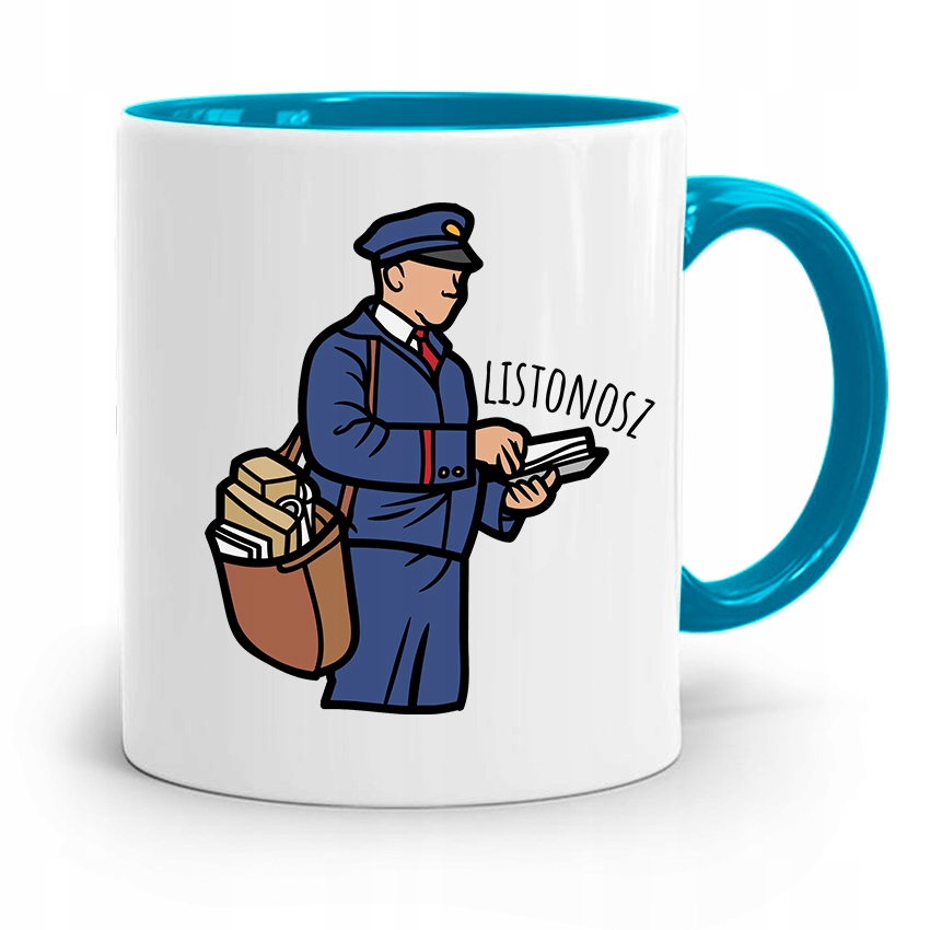 Kubek Błękitny Prezent Dla Listonosza Najlepszy Z Nadrukiem Ze Zdjęciem