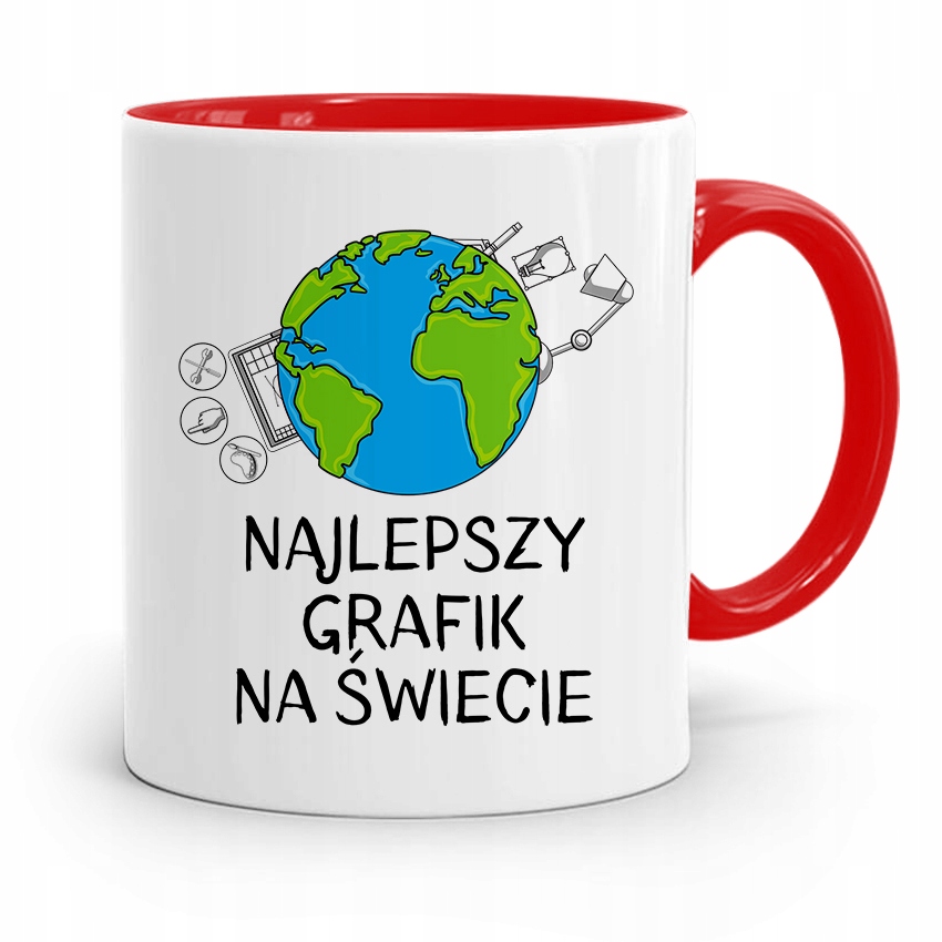 Kubek Czerwony Dla Najlepszego Grafika Na Świecie Z Nadrukiem Ze Zdjęciem