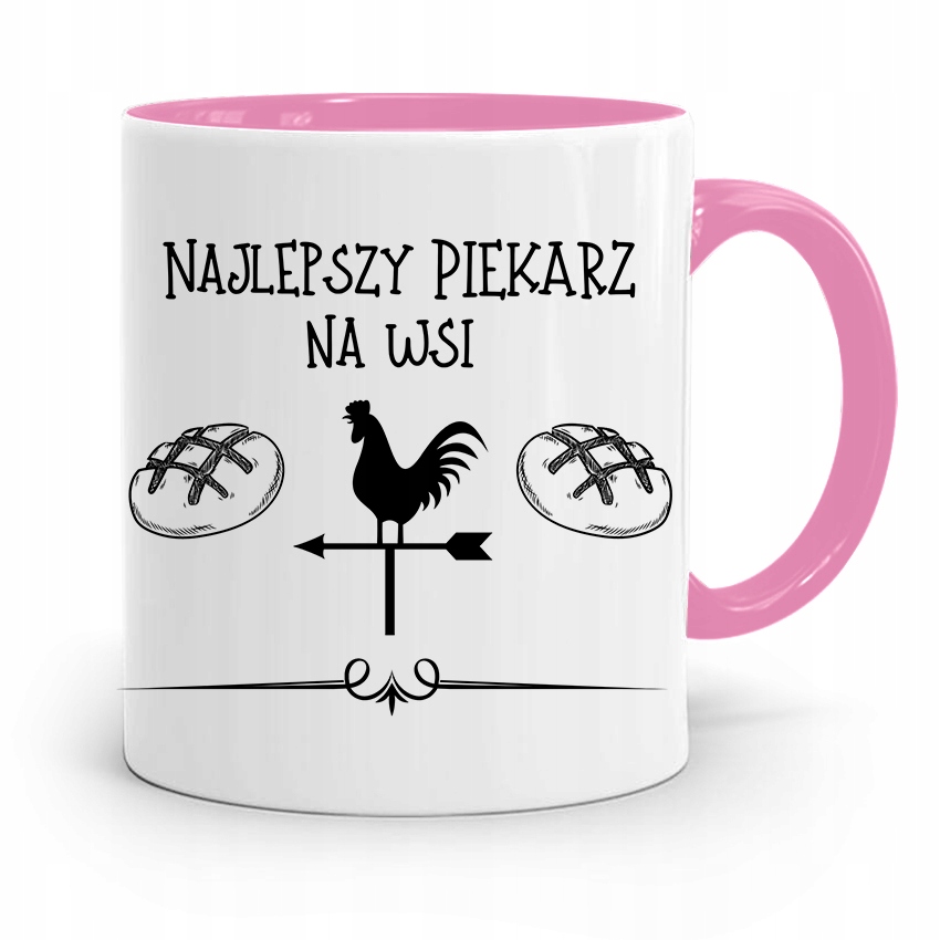 Kubek Różowy Dla Piekarza Najlepsz Na Wsi Prezent Z Nadrukiem Ze Zdjęciem