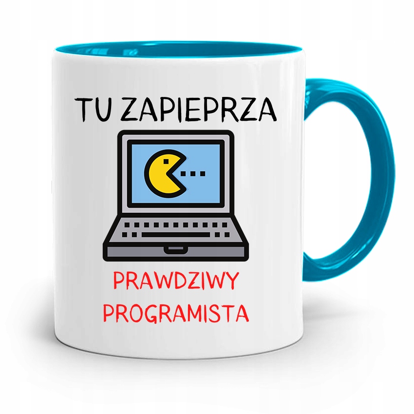Kubek Błękitny Informatyka Zapieprza Programista Z Nadrukiem Ze Zdjęciem