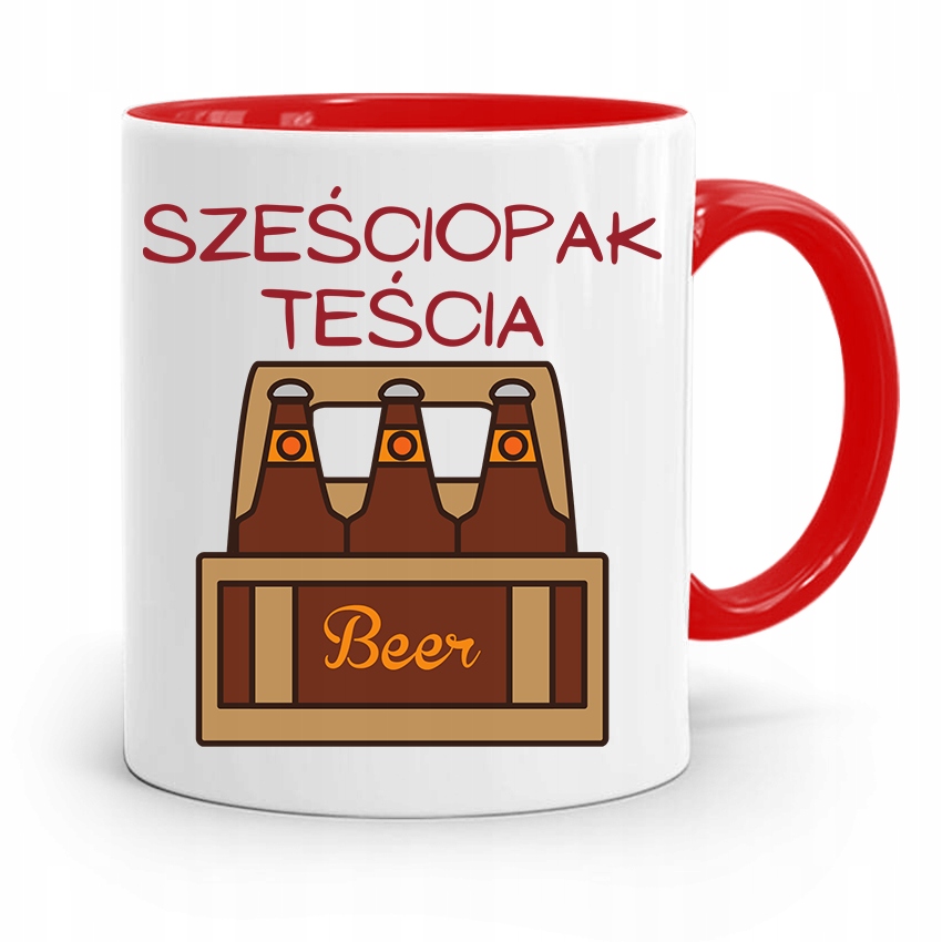 Kubek Czerwony Dla Teścia Taty Sześciopak Teścia Z Nadrukiem Ze Zdjęciem