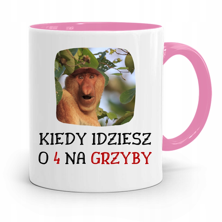Kubek Różowy Nosacz Janusz Kiedy Idziesz O 4 Z Nadrukiem Ze Zdjęciem