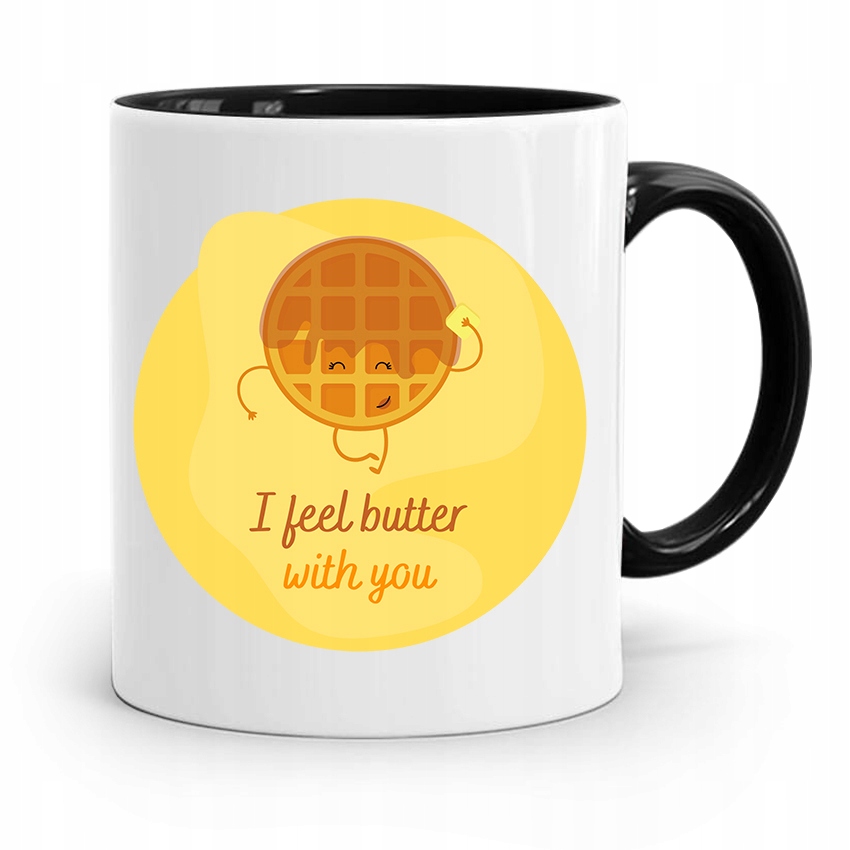 Kubek Czarny Dla Dziewczyny I Feel Butter With You Z Nadrukiem Ze Zdjęciem