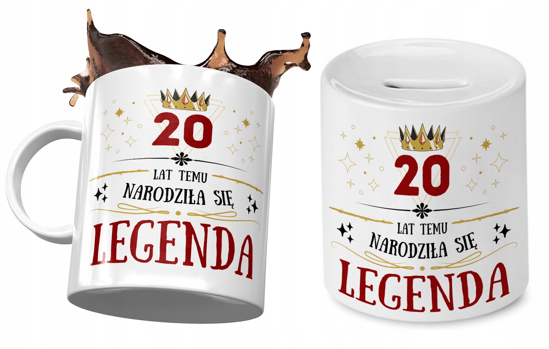 20 Urodziny Zestaw Kubek + Skarbonka Na Prezent Z Nadrukiem Ze Zdjęciem