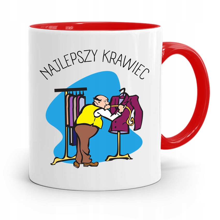 Kubek Czerwony Krawca Krawcowej Najlepszy Krawiec Z Nadrukiem Ze Zdjęciem