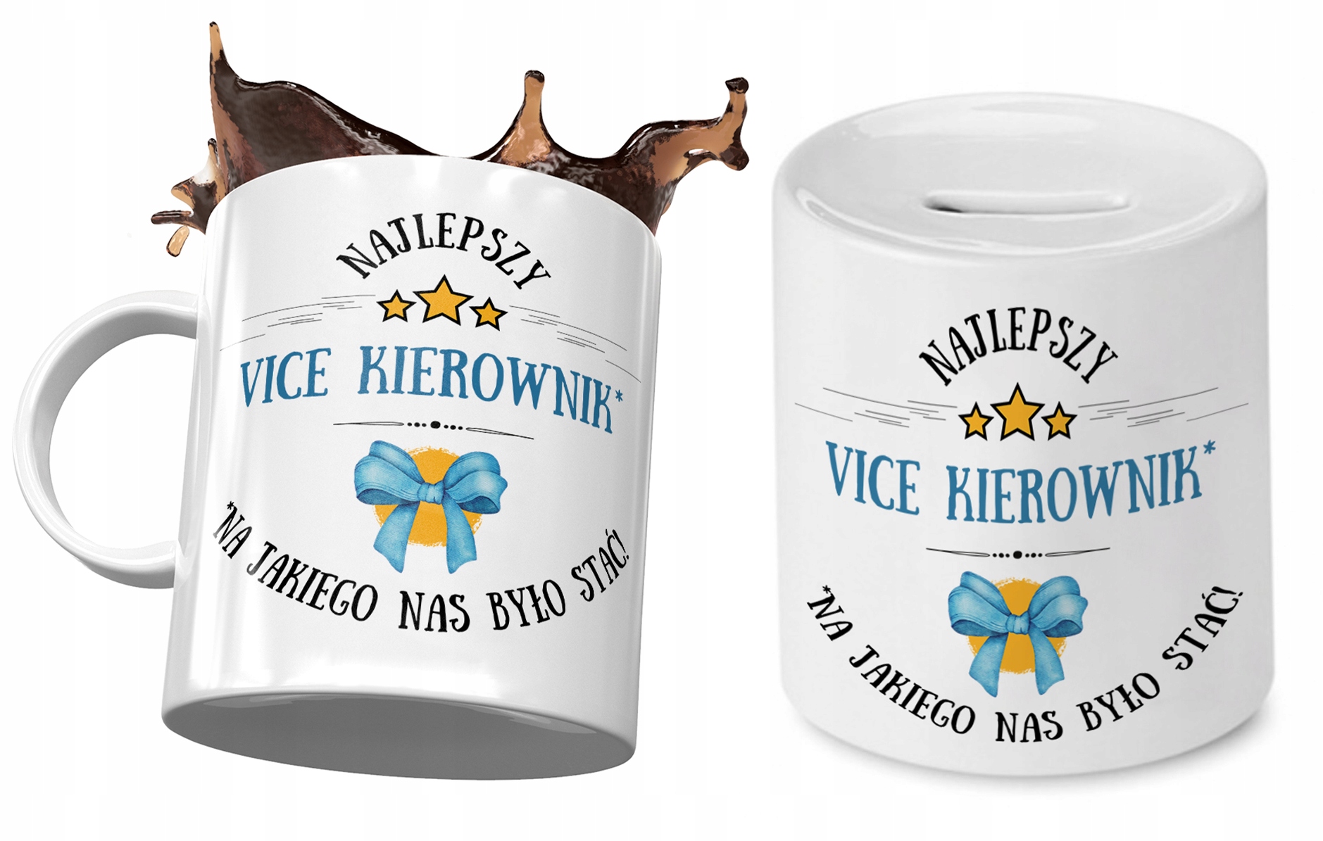 Dla Vice Kierownika Zestaw Kubek + Skarbonka Z Nadrukiem Ze Zdjęciem