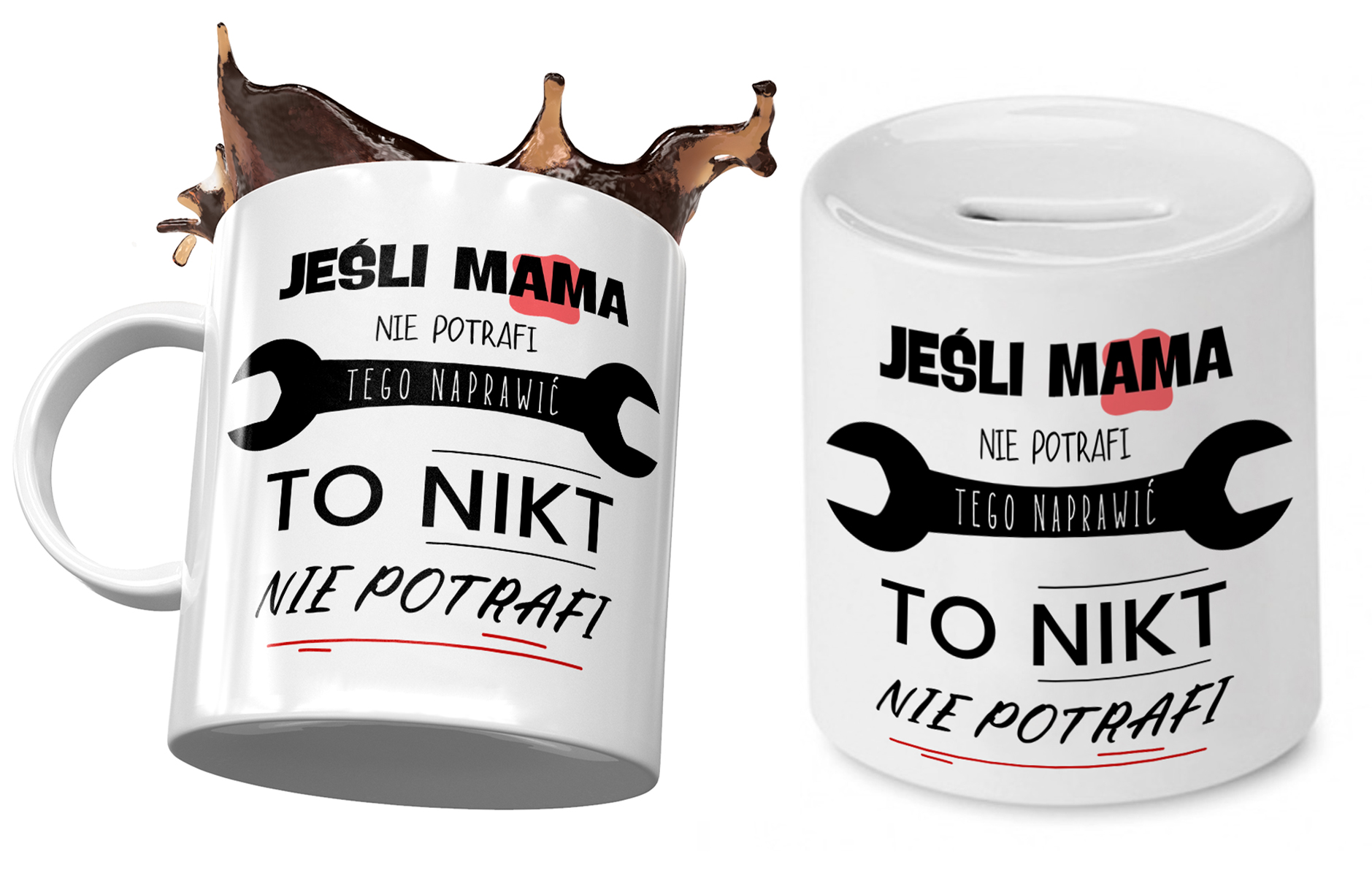 Dla Mamy Zestaw Kubek + Skarbonka Prezent Z Nadrukiem Ze Zdjęciem