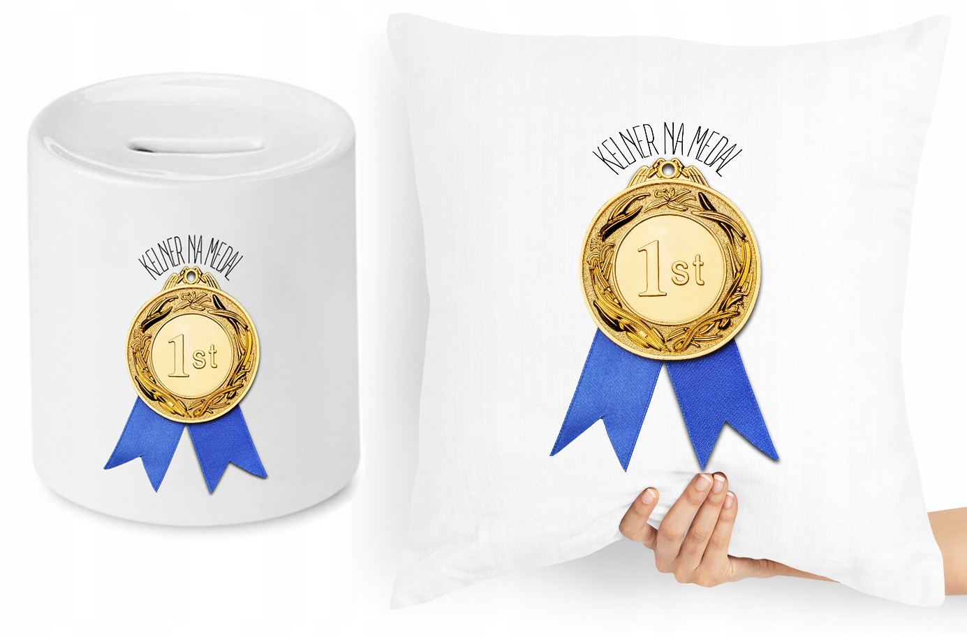 Dla Kelnera Zestaw Poduszka + Skarbonka Prezent Z Nadrukiem Ze Zdjęciem