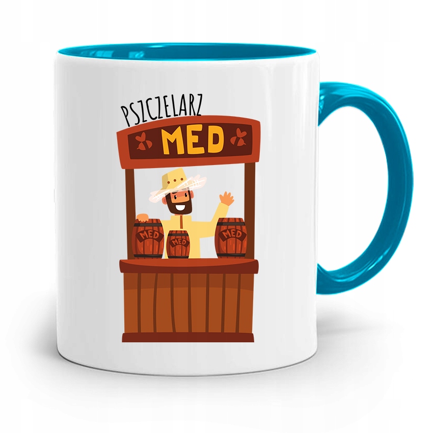 Kubek Błękitny Dla Pszczelarza Pszczelarz Med Z Nadrukiem Ze Zdjęciem