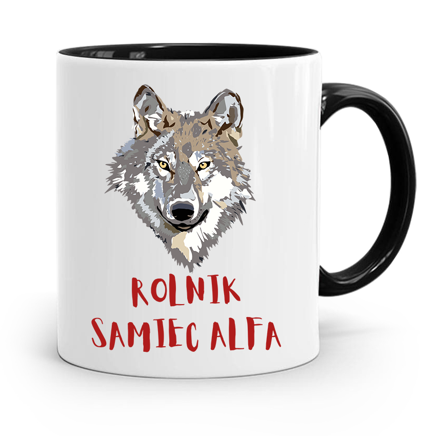 Dla Rolnika Kubek Czarny Rolnik Samiec Alfa Z Nadrukiem Ze Zdjęciem